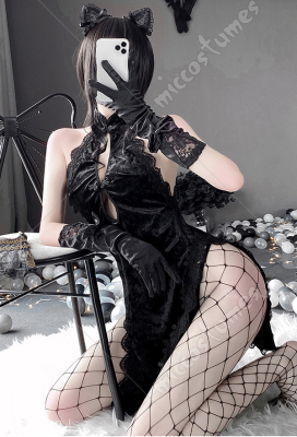 Sexy Lingerie Set Uniform Style Cutout Top And Mini Skirt Set With Tie Top Quality Lingerie