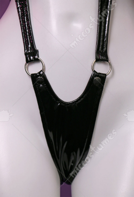 Halloween Gothic Sexy Lingerie Set Bat Wings Cutout Halter Bodysuit And Furry Skirt And Gloves