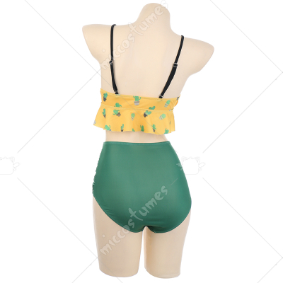 Women Two Piece Swimwear Cactus Prints Ruffle Hem Bikini Bathing Suit Bikini Set For Sale