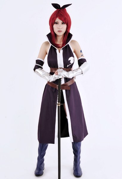 Fairy Tail Eruza Purple Cosplay Costume