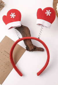 Christmas Cute Red Spring Snowflake Gloves Hair Band Santa Claus Xmas Cosplay Accessory Headband