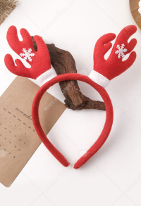 Cakuoyi Christmas Headband Snowflake Gloves Reindeer Antlers Design Hair Band Santa Claus Holiday Party Accessory Headwear for Adults