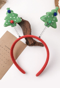 Christmas Headband Wave Point Christmas Tree Design Hair Band Santa Claus Holiday Party Accessory Headwear for Adults