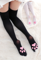 Cat Paw Pad Socks Thigh High Pink Cute 3D Kitten Claw Stockings Lolita Cat Cosplay 2 Pairs Black and White