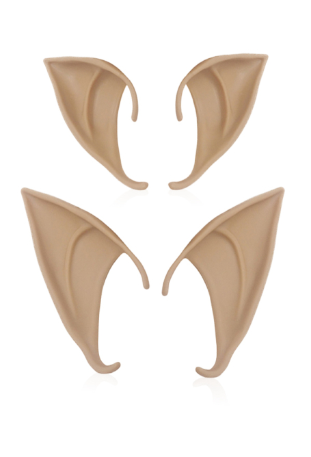 2 Pairs Fairy Elf Ears Skin Color Latex Pixie Ear Tips Set Cosplay Masquerade Accessories for Halloween and Anime Themed Party Dress-Up