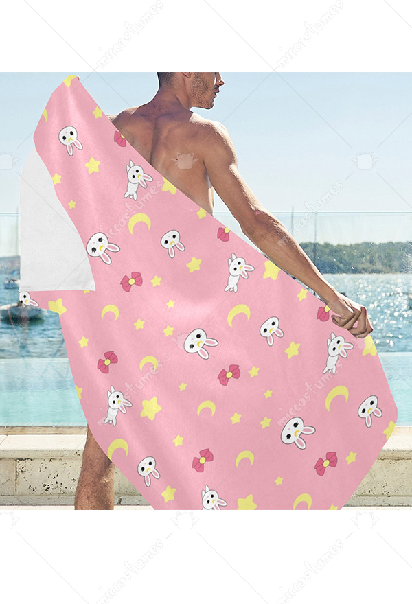 Retangular Beach Towel Bunny and Moon Prints Yoga Outdoor Beach Towel