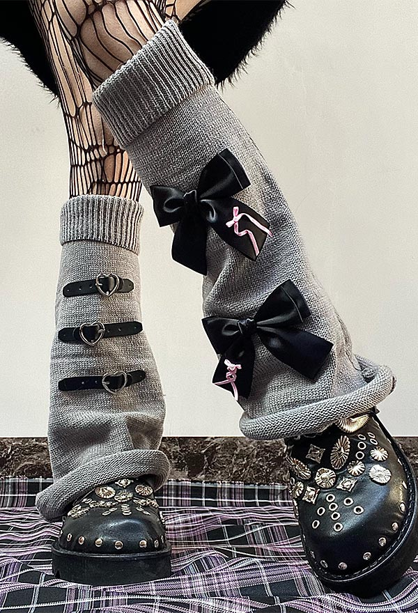Y2K Kawaii Leg Warmers With Heart Pattern - Knitted Flare Boot Socks For Women