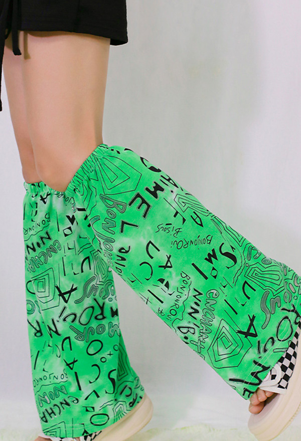 Y2K Fashion Leg Warmers Green Prints Leg Socks Top Quality Leg