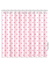 Miccostumes Pink Heart Prints Shower Curtains with Hooks and Grommets 72x72 Inch