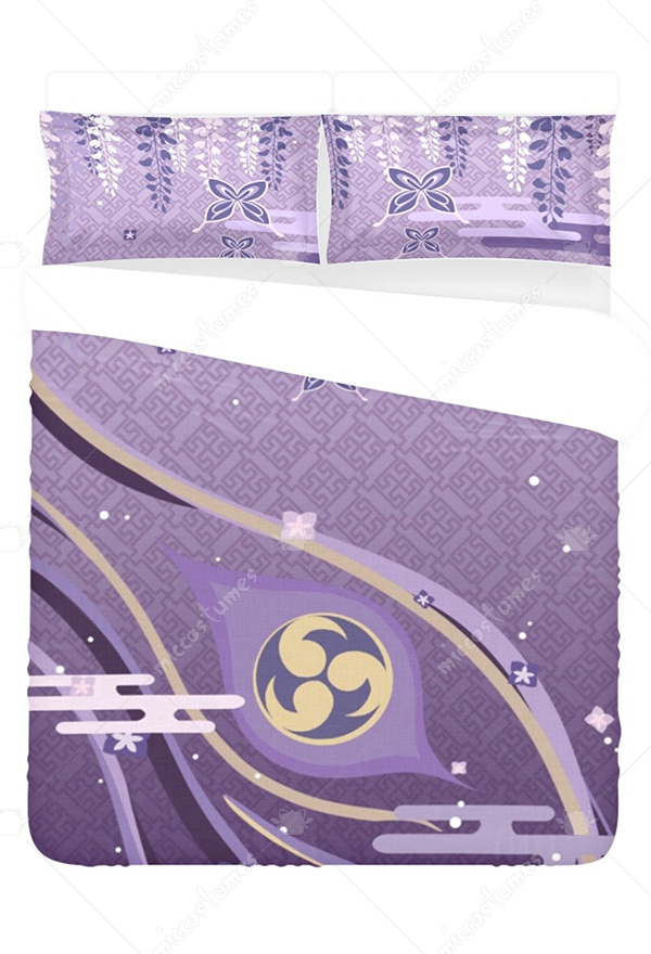 Raiden Shogun Derivative Bedding Set Genshin Impact Pillow Cases