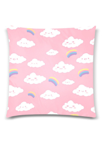 Miccostumes Cozy Throw Pillow Cover Rainbow Cloud Prints Pink Pillow Case 18x18 Inch