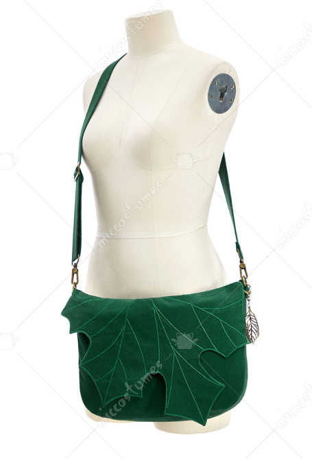 Medieval Maple Style Leaf Flap Satchel Green Shoulder Bag