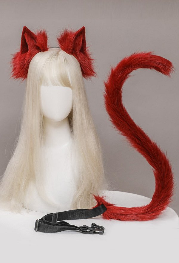 5-teiliges Katzen Cosplay Set – Fuchspelz Ohren, Schwanz & Armbänder Für Anime & Neko Kostüm