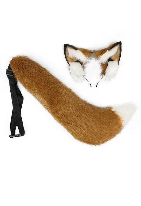 5-teiliges Katzen Cosplay Set – Fuchspelz Ohren, Schwanz & Armbänder Für Anime & Neko Kostüm