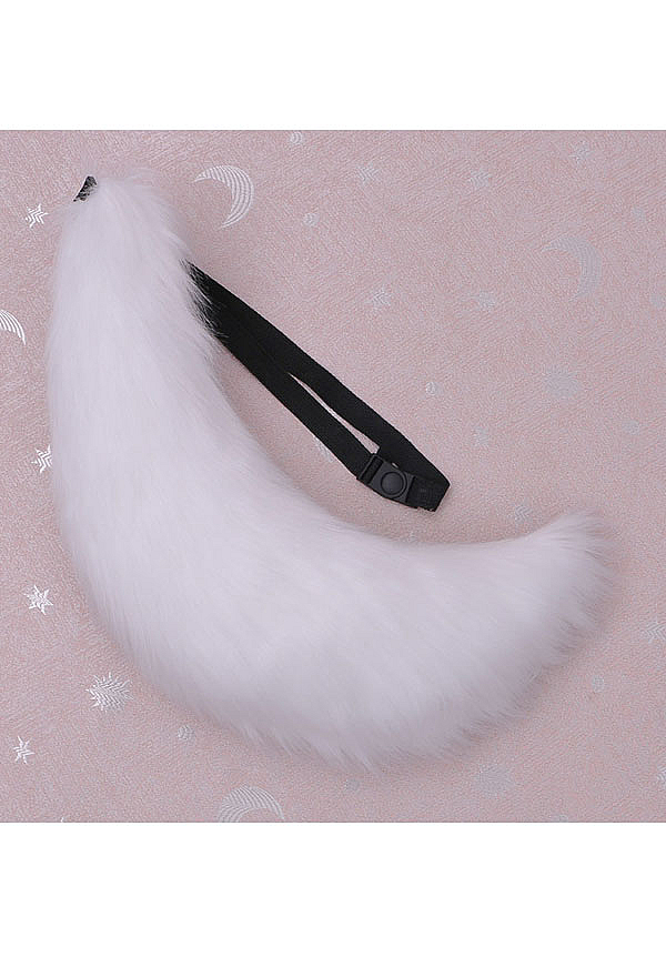 YJZQ Fouet En Fausse Fourrure – Queue De Renard – 47 Cm – Poignée Tressée PU – Pour Cosplay, Jeu De Rôle, Soirée, équitation