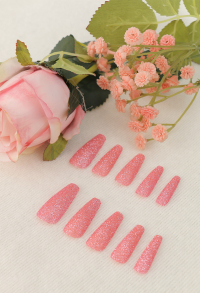 Marin Cosplay Press On False Nails My Dress-Up Darling Pink Shining Plastic Nail 24pcs
