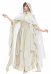 Mittelalterlicher Elfen Umhang Weißer Chiffon Kapuzenumhang mit Kette
