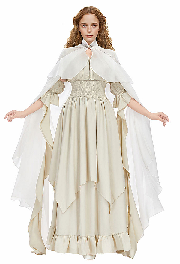 white hooded elf dress etsy miccostumes Women's Medieval Cape Kids Galadriel Elf Queen Clothing