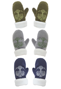 Viking Style Embroidered Mittens Winter Vintage Gloves
