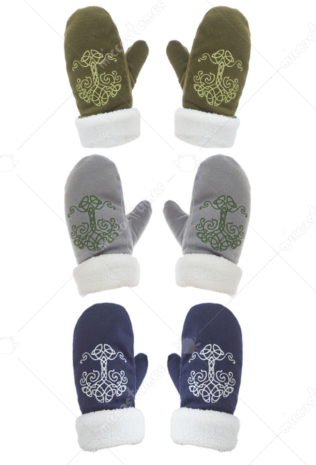 Viking Style Embroidered Mittens Winter Vintage Gloves