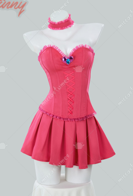 Halloween Girl Peach Derivative Push Up Corset with Skirt with Lace Decorations