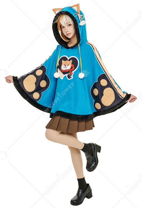 Gorou Ms Hina Derivative Cape Kawaii Dog Pattern Ears Hooded Cloak  for Halloween