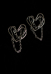 Dark Gothic Punk Double Heart Hollow Metal Silver Ear Drop Stud Cool Girls Fashion Dangle Earring Chain Pendant Piercing Earring