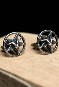 Gothic Goat Head Pentagram Earrings in Retro Punk Style Sterling Silver Earrings
