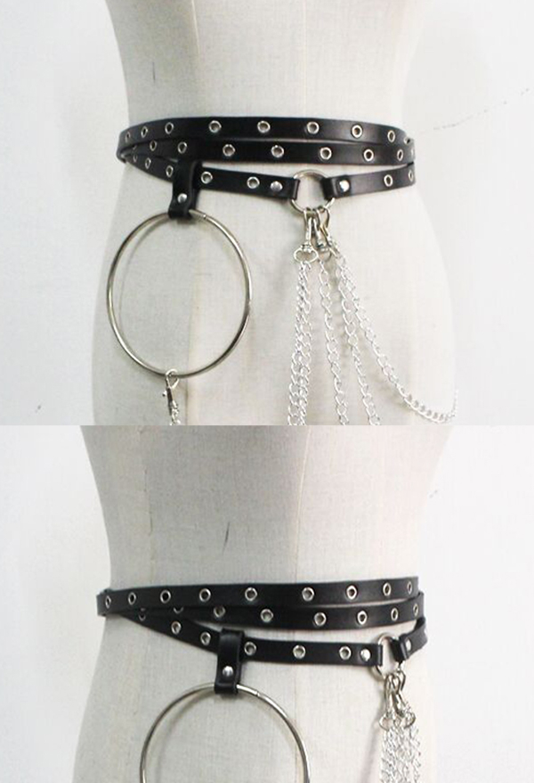 Ceinture Gothique Punk Chaîne à Taille avec Trois Couches