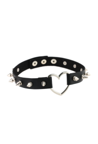 Gothic Nieten Halsband Punk Stil PU Leder Halsband mit hohlem Herz