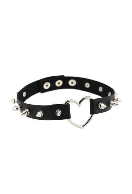 Gothic Punk Women Girls Rivets Decoration Choker Fashion Heart Hollow Out Short Necklace Neck Accessory