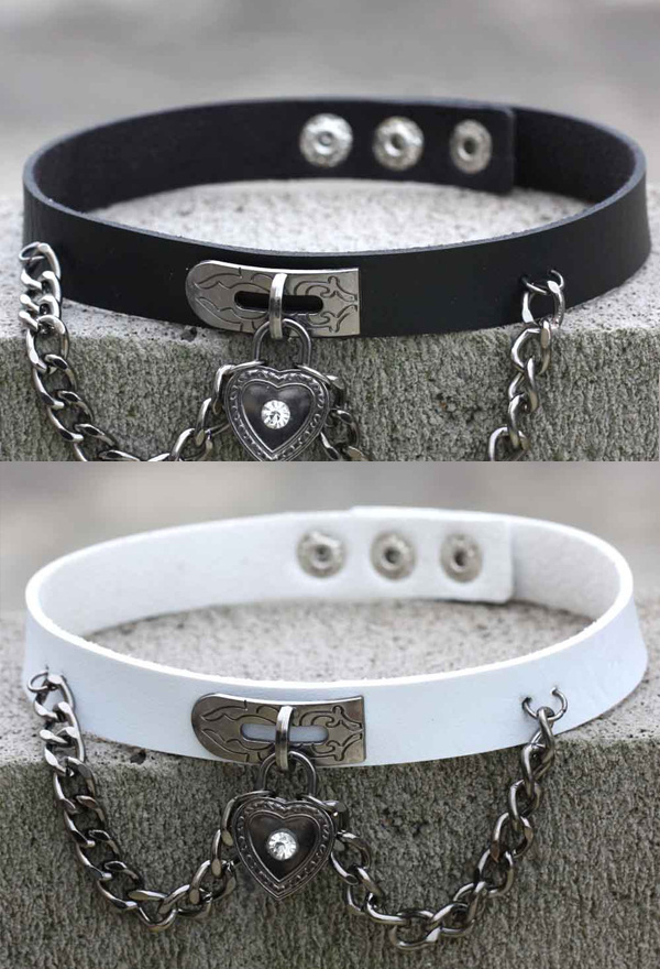 Harajuku-Stil Punk Choker Halsband Herzschloss Halsschmuck Kette Übertriebene Halskette