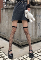 Gothic Over the Knee Socks Punk Style Polyester Sexy Hollow Mesh Long Stockings