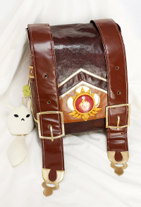 Genshin Impact Klee Cute Brown PU Leather Bag Backpack with Accessory