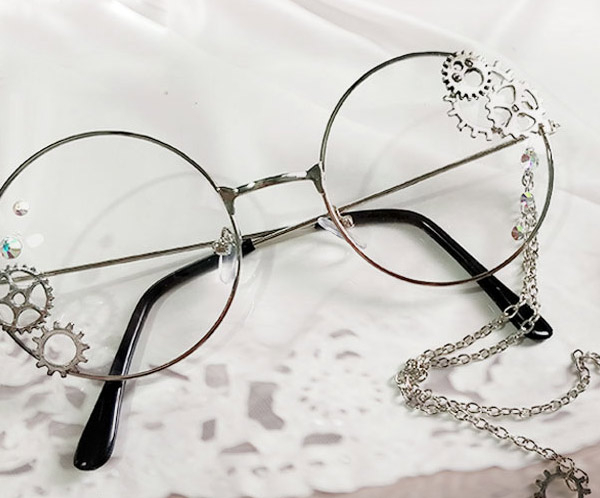 Gothic Punk Medieval Glasses Gothic Accessory Outfit Multiple Color Round Glasses In Stock