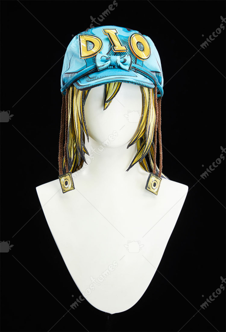 2D Line Art Ver JJBA Diego Dio Brando Cosplay Wig Hat with Hairpieces