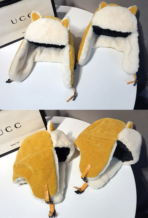 Women Winter Plush Ushanka Hat Kawaii Cat Ear Trapper Hat with Ear