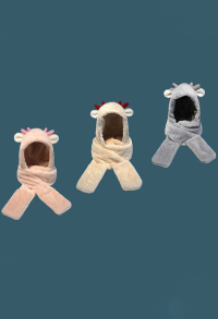 Capuche-écharpe avec Oreille Gants pour Hiver Accessoire Kawaii