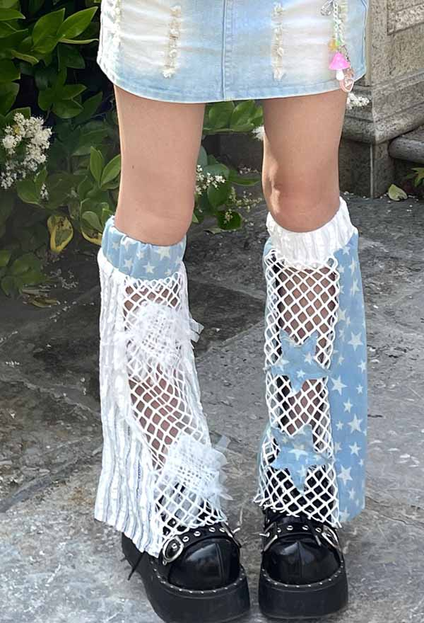 Y2K Fashion Leg Warmers Lace Hollow Star Pattern Leg Cover Top