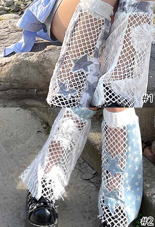 Y2K Fashion Leg Warmers Lace Hollow Star Pattern Leg Cover Top