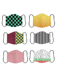 KNY Child of Brightness Thunder Red Bean Water Butterfly Insect Serpent Snake Kisatsutai Gasket Mask Derivated Cosplay Accessory Set of 6