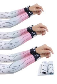 KNY Demon Fighter Butterfly Insect Mushi Bshira Derivative UV Sun Protection Arm Sleeves Tatoo Cover Up Sportswear Accessory 3 Pairs Set