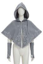 Medieval Viking Cape Vintage Embroidered Hood Short Cloak with Gloves