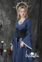 Renaissance Corset Dress in Dark Navy Blue Linen Victorian