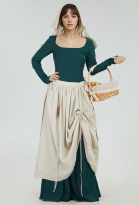 Medieval Style White Long Apron and Hat Cosplay Accessory