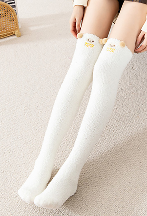 Women Kawaii Stripes Thigh High Socks - Cartoon Warm Over Knee Socks Casual Knee  High Stockings