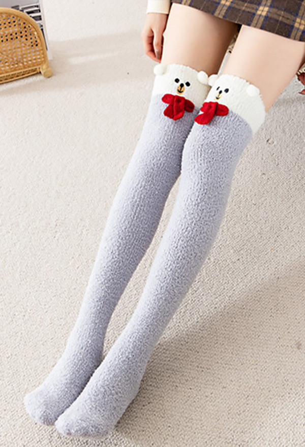 Women Kawaii Stripes Thigh High Socks - Cartoon Warm Over Knee Socks Casual Knee  High Stockings