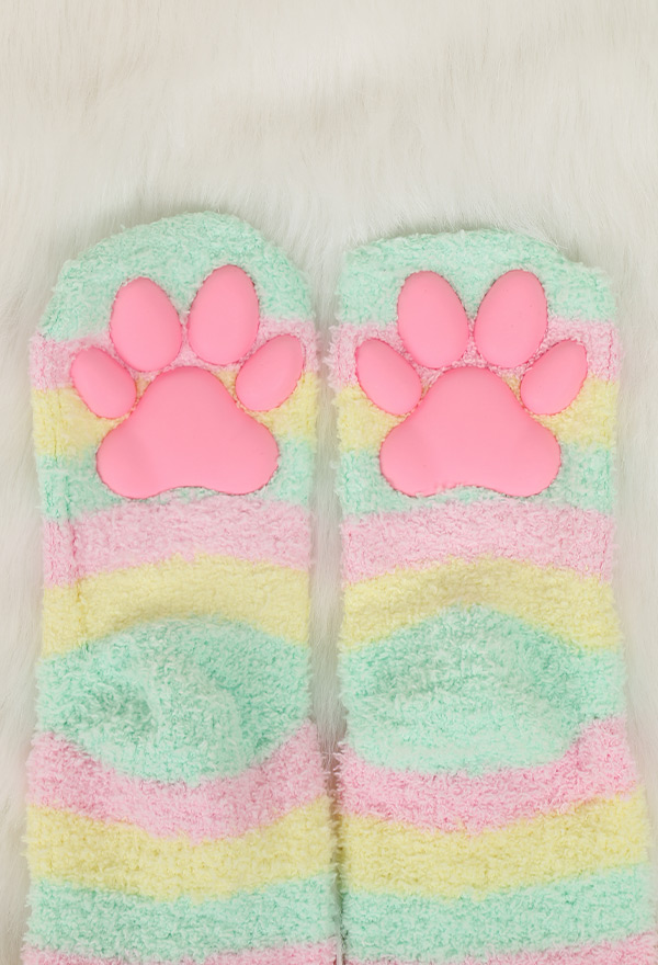 Kawaii Cat Paw Socks - Cute Cat Claws Warm Thigh High Socks