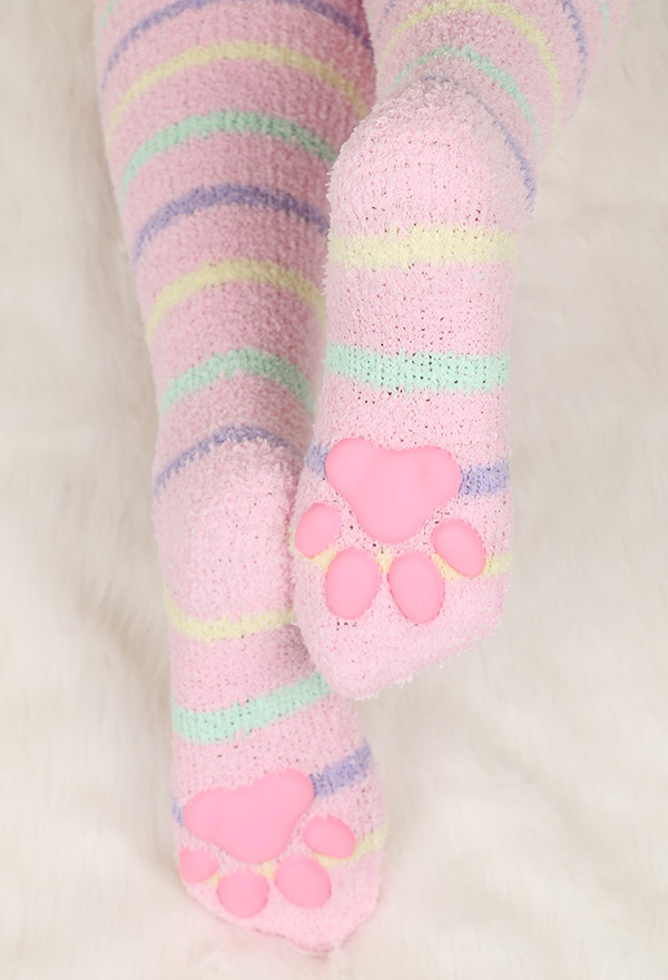 Calcetines con Pata de Gato Kawaii Calcetines Cálidos hasta el Muslo con Garras de Gato Lindas