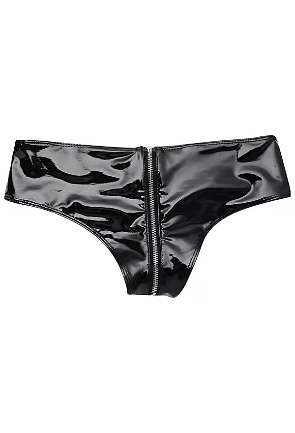 Briefs Panties Women Zipper Crotch Wet Look Briefs Panties Underpants  Lingerie Shiny Black PU Leather Thongs Bikini Adult Erotic Sexy Underwear  W292h Z230710 From 4,38 €